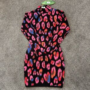 Farm Rio iridescent leopard sweater dress XS New with tags